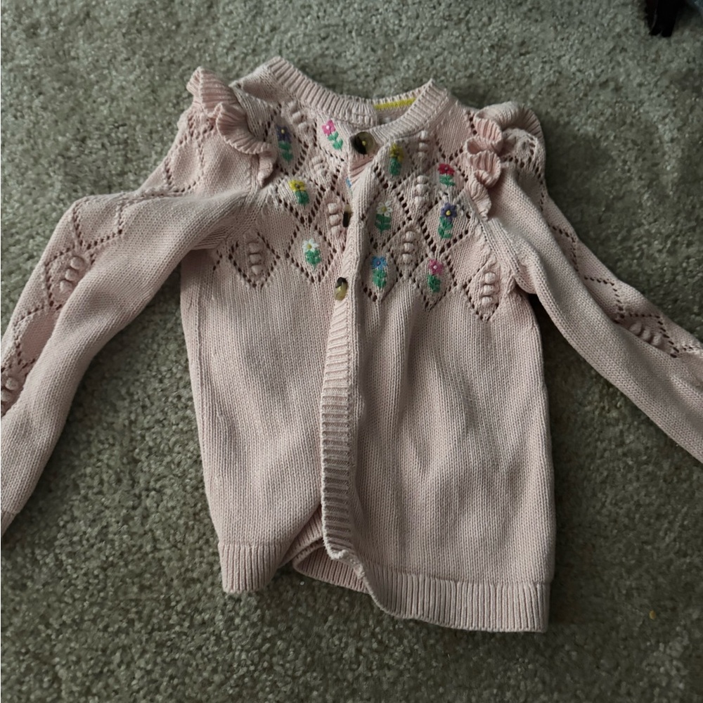 Mini Boden Pink Sweater with Floral Embroidery size 6-7